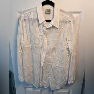 Button down lace top